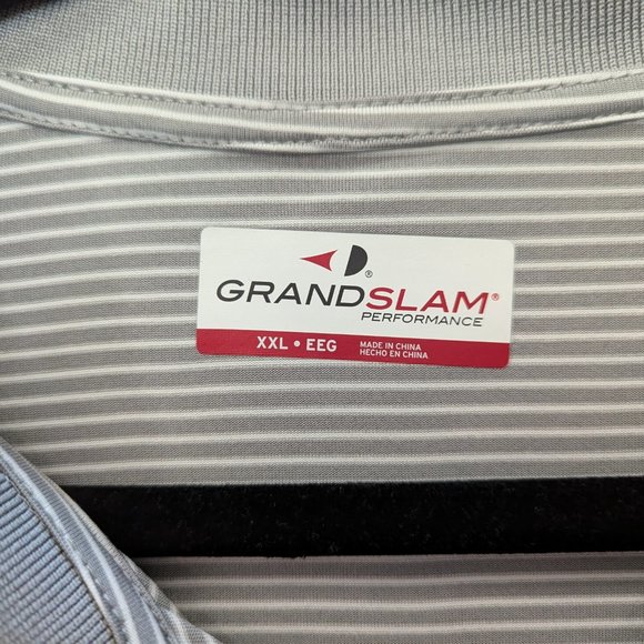 Perry Ellis Men Polo/Golf Shirt XXL Gray/White Stripe Grand Slam Performance - Picture 3 of 4